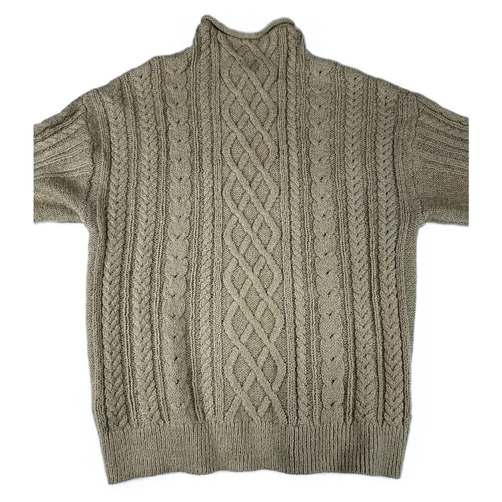 J. Crew Women’s Mock neck Cable Knit Sweater Cotton Blend Cashew Size M